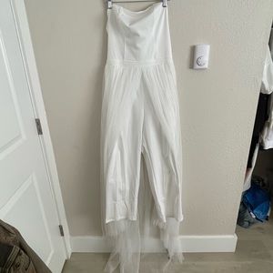 BRIDAL white jumpsuit with tulle train - size 8
